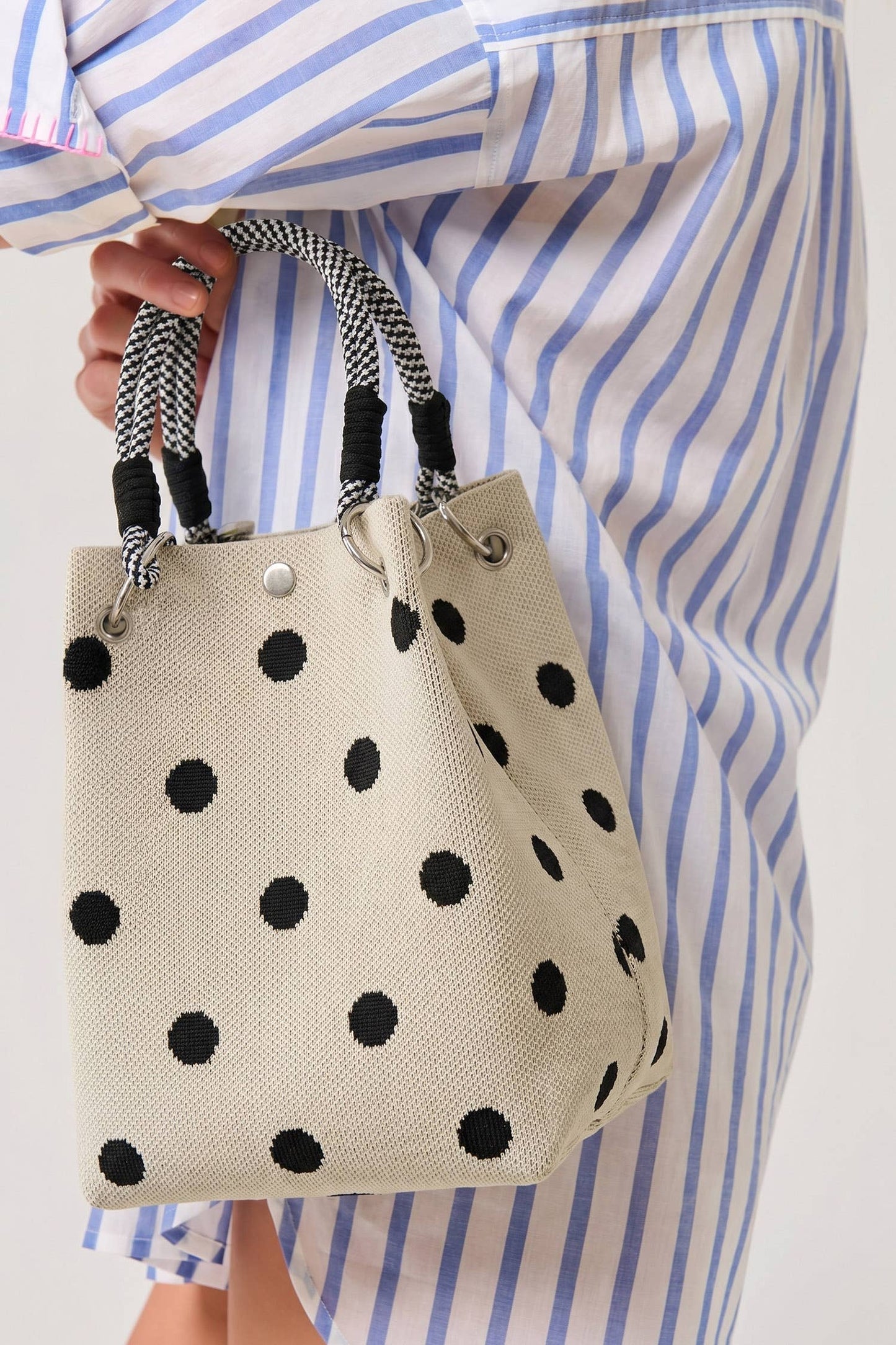 Polka Dot Rope Handle Tote Bag