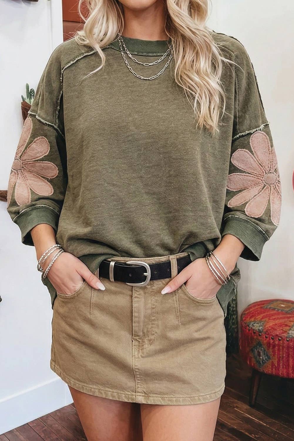 Olive Blossom Pullover
