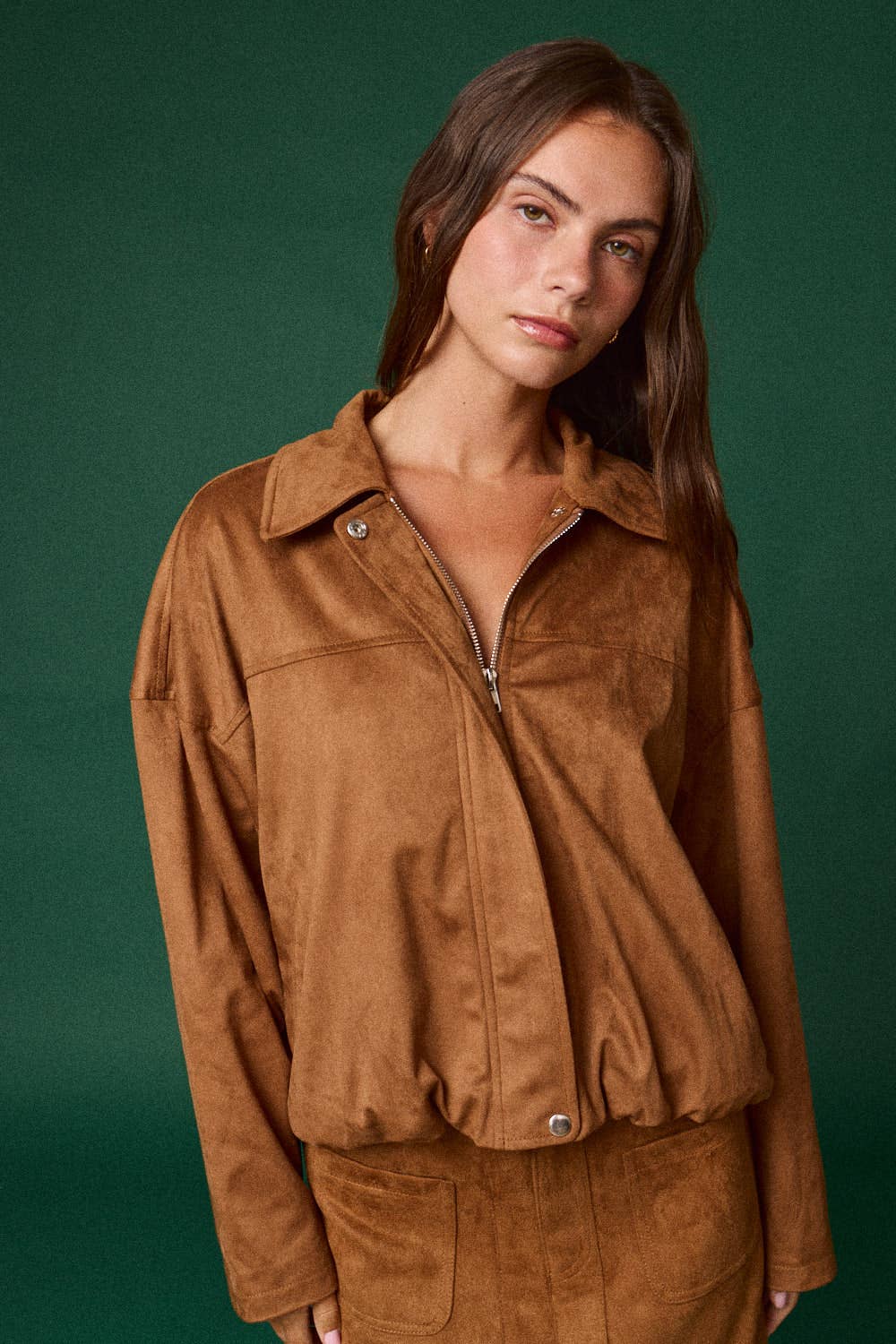 Suede Bubble Hem Jacket