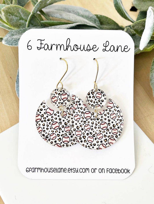 Leopard Baseball Earrings