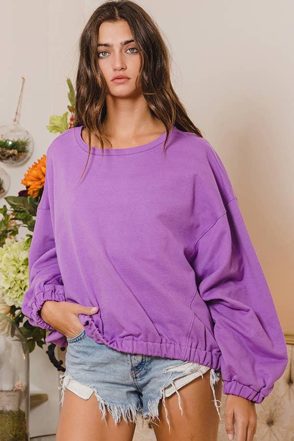 Pop-of-Color Oversized Sweatshirt