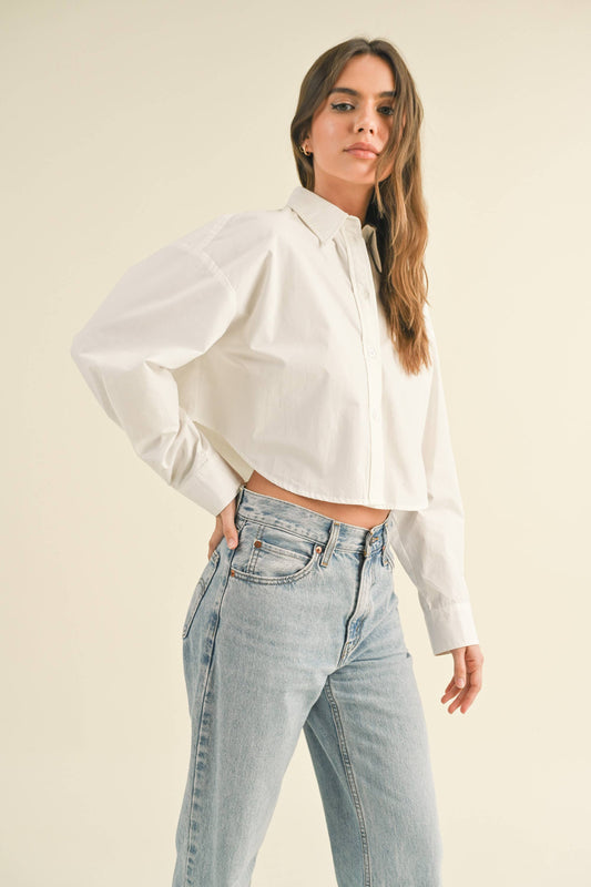 Cropped Button Down Top